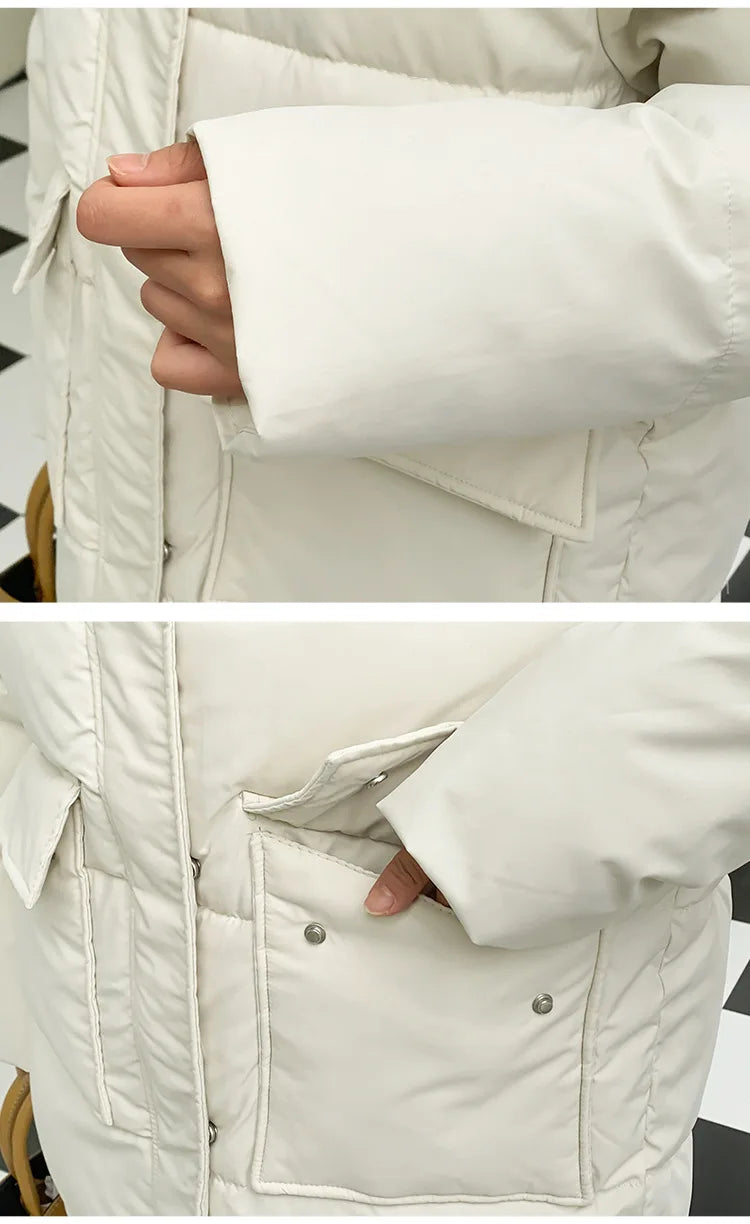 Clothing Women Cotton-Padded Jacket 2025 New Casual Elegant Loose Solid Color Warm Hooded Winter Warm Women Cotton Jacket H537