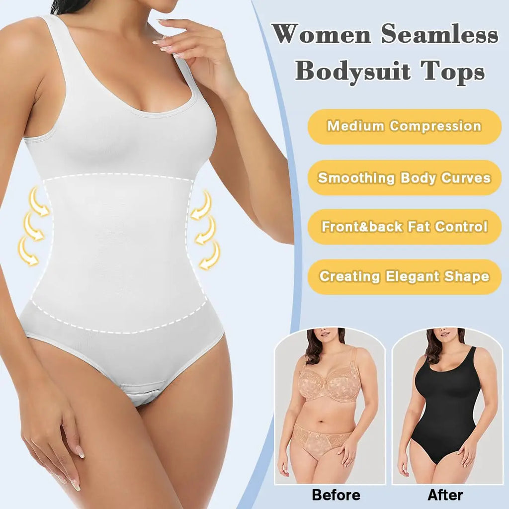 Body Shapewear for Women Seamless Solid Shaping Full Bodysuit Neck Tummy Control Slimming Body Shaper Underwear & Shapewear