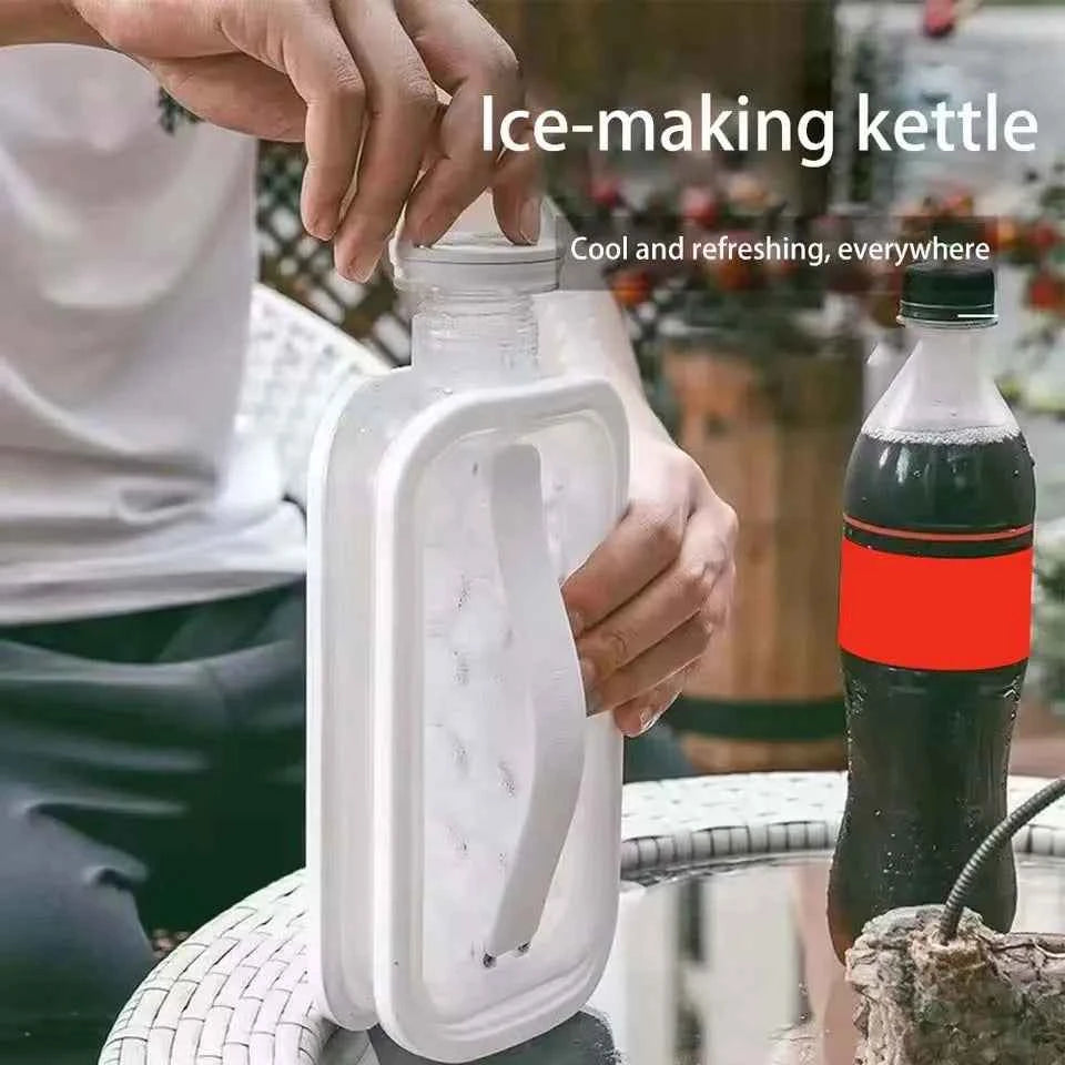 Portable 2-in-1 Folding Ice Maker Water Bottle Creative Ice Cube Mold Kitchen Bar Gadgets Ice Hockey Lattice Making Tool Kettle