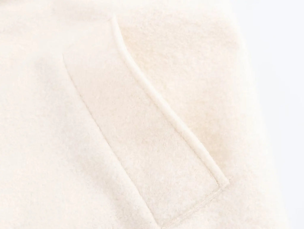 2025 New Women's Clothing: European and American Style Fashionable Solid Color Long-Sleeved Terry Wool Coat