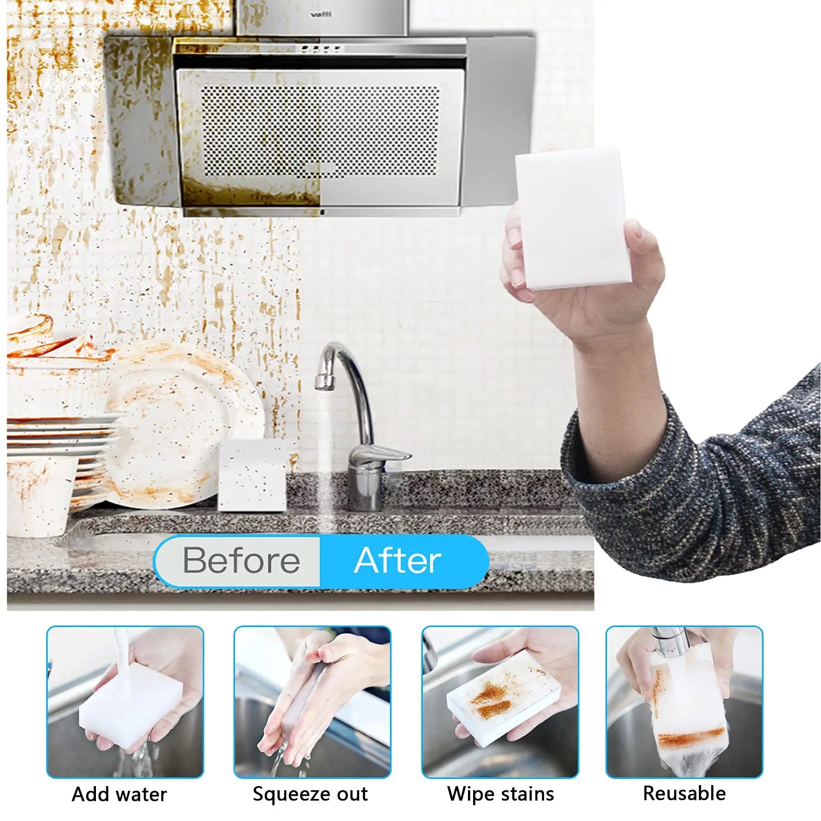10/20Pcs Melamine Sponge Magic Sponge Eraser Eraser Cleaner Cleaning Sponges for Kitchen Bathroom Cleaning Tools 10*6*2cm