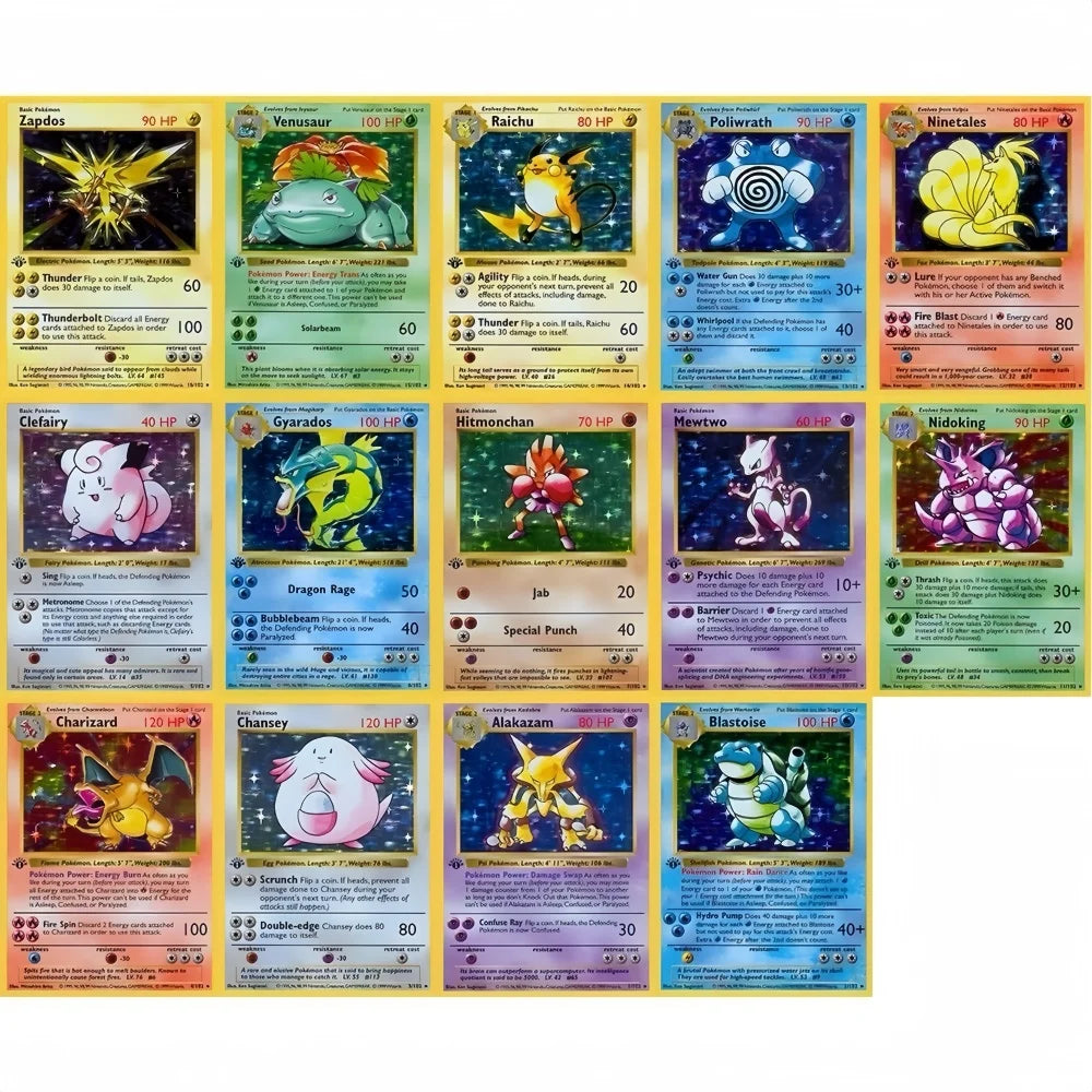 Pokemon Collection Cards 1996 1st Edition Flash Cards Charizard Blastoise DIY Game PTCG Game Anime Self Made Cards Gift Toys