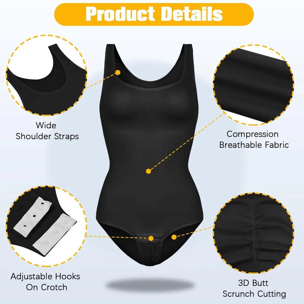 Body Shapewear for Women Seamless Solid Shaping Full Bodysuit Neck Tummy Control Slimming Body Shaper Underwear & Shapewear