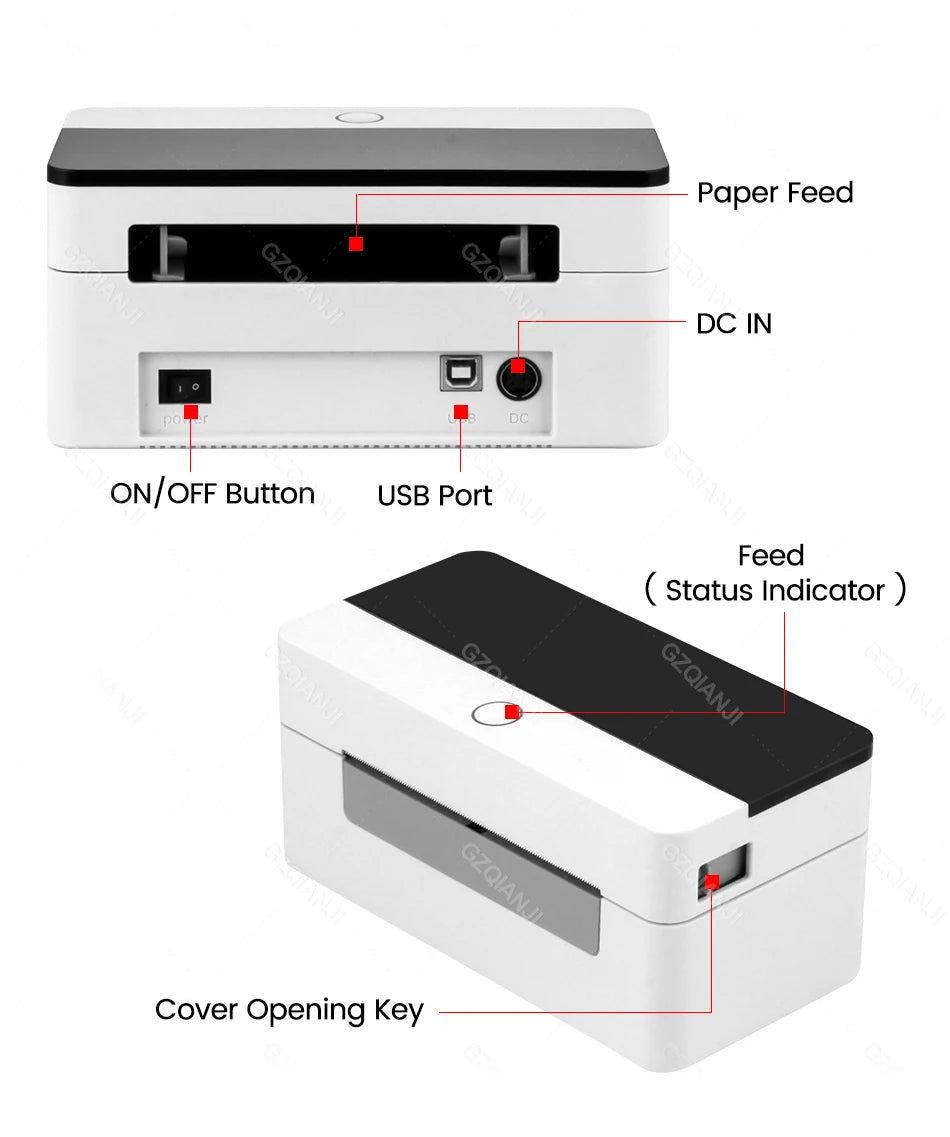 4x6 Shipping Label Printer WiFi Bluetooth USB Thermal Sticker Maker Desktop Barcode Printer for High Speed Express Airway Bill
