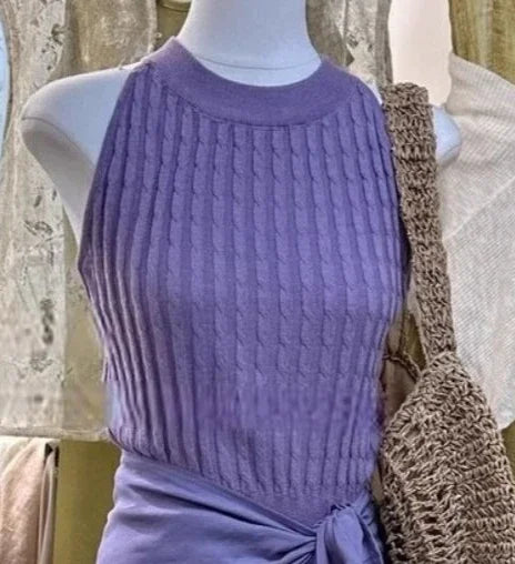 Women's Clothing Two Piece Sets Knitting Tunic Sleeveless Vest High Waist Bandage Skirt Suit Roupas Femme Fashion Korean Outfits