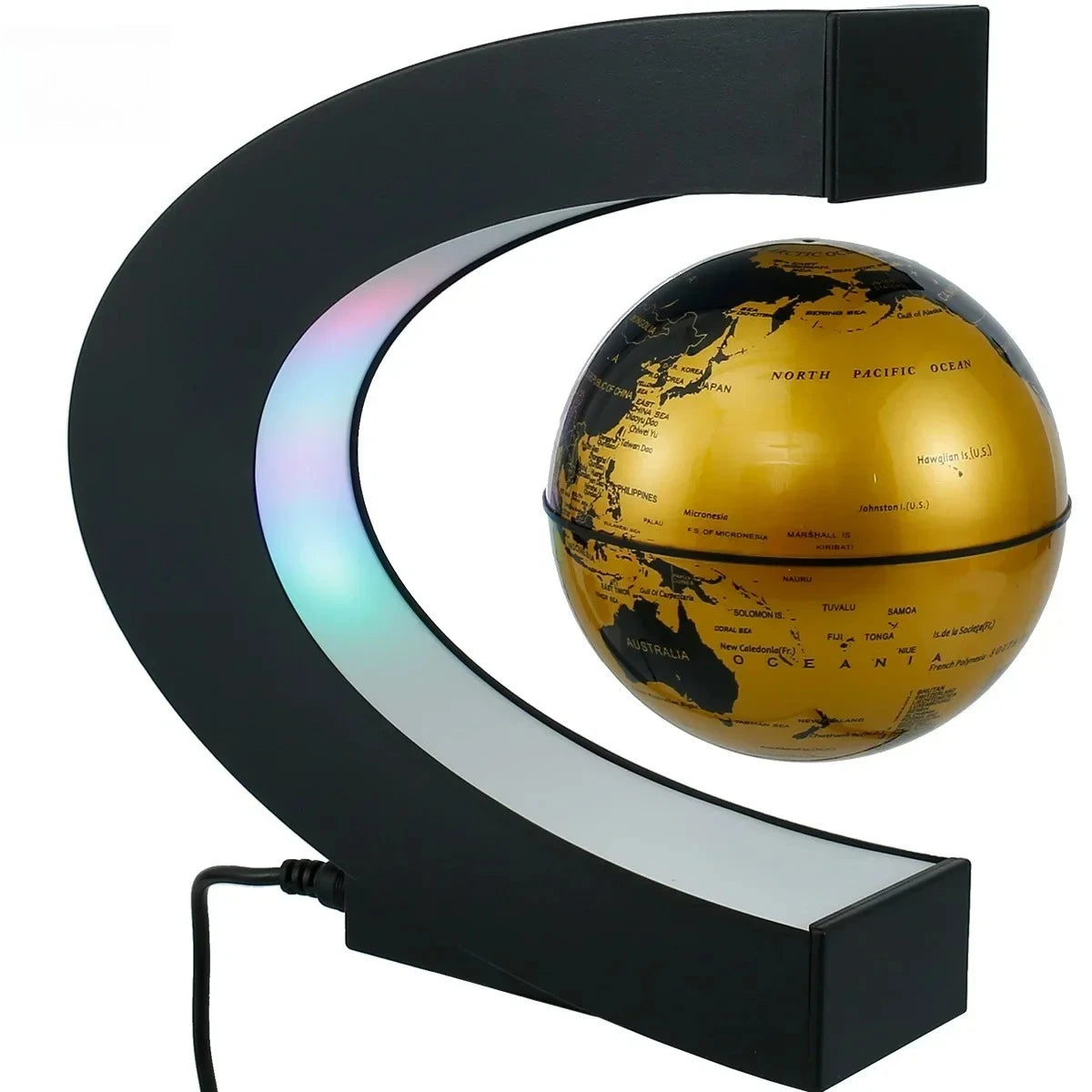 3D Magnetic Floating Earth Lamp, LED Rotating Globe Levitation Light O/C Shape Bedside Night Light Unique Gift Idea