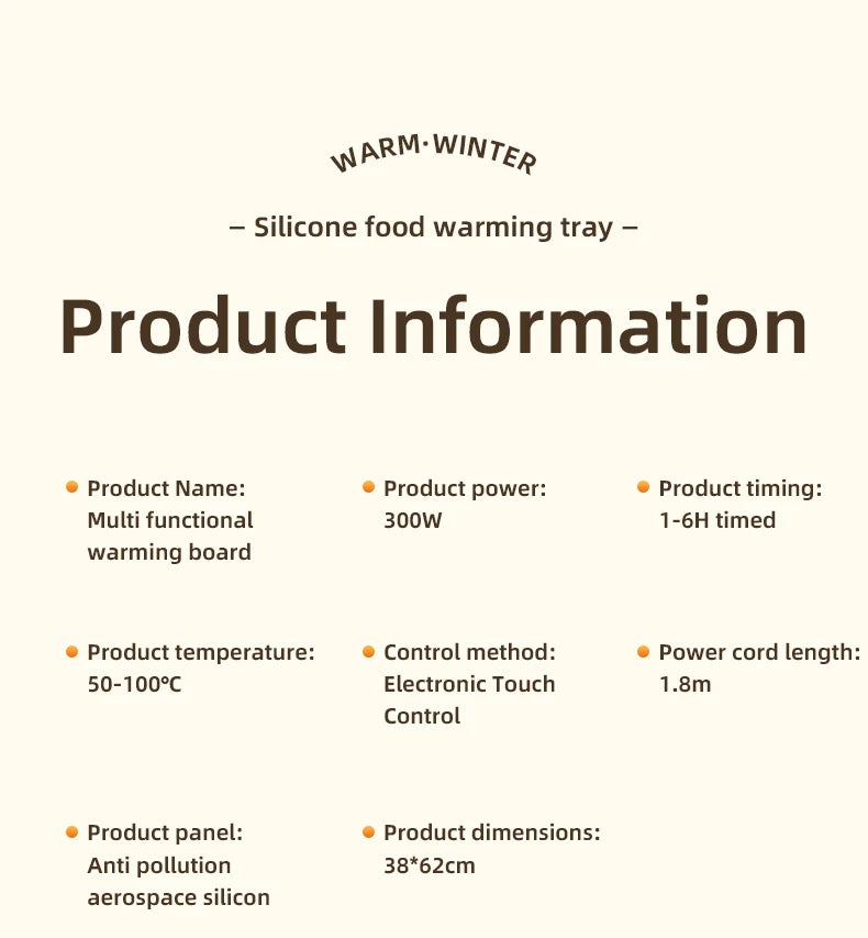 Electric Warming Tray Food Warmer Plate Foldable Portable Smart Food Fast Heating Mat Electric Warming Tray Food Warming Board