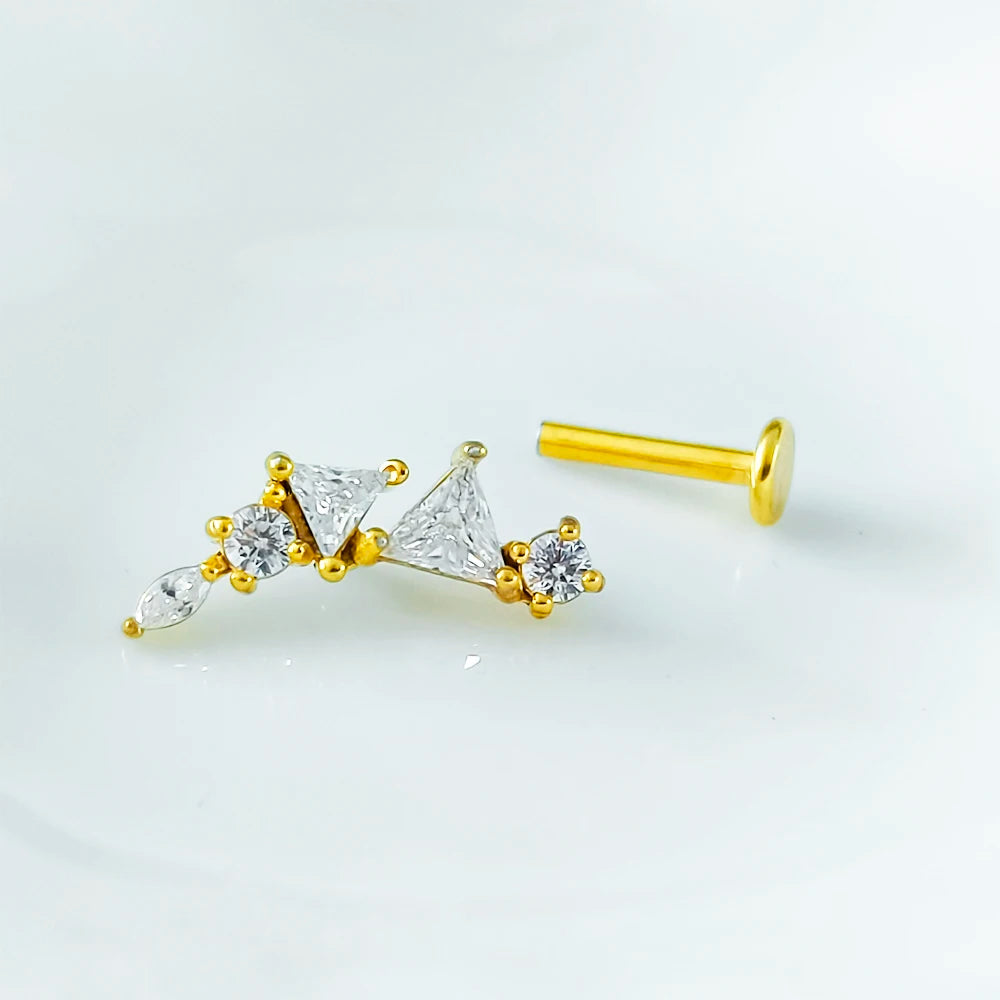 Leaf Helix Piercing Jewelry Forward Helix CZ Earring 100% 316L Stainlesss Steel Internally Threaded Tragus Stud