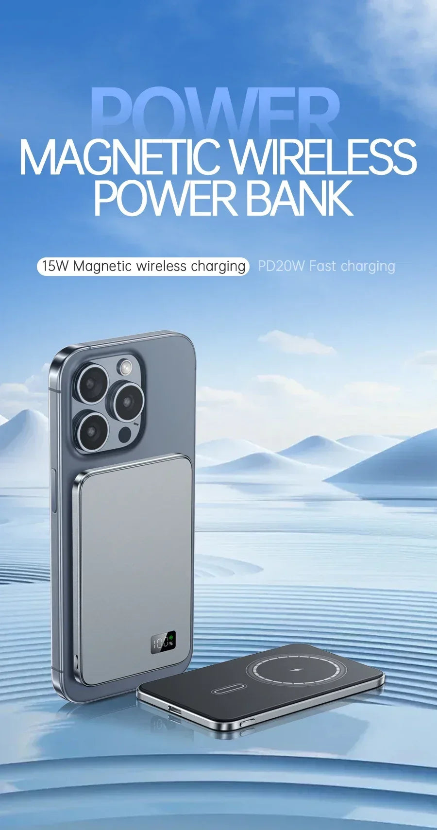 500000mAh 3C Certification Thin Power Bank Ultra For MagSafe 22.5W Magnetic Wireless Fast Charging Portable Battery for Phone