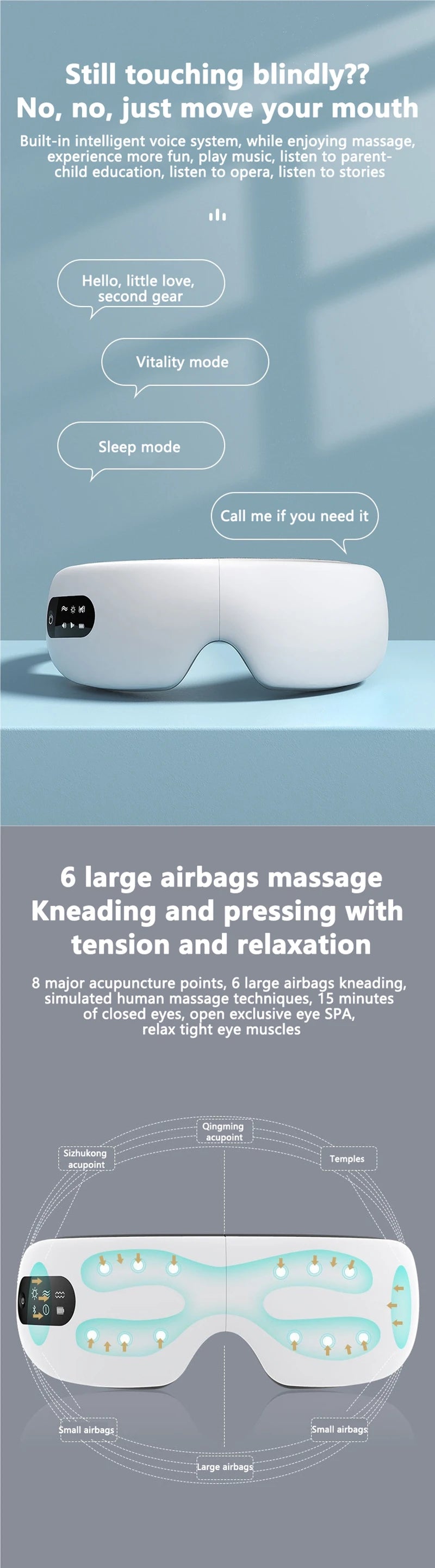 New Smart Eye Massager Vibration Eye Care Massage Instrument Bluetooth Music Heated Eyemask Dry Fatigue Relief Portable Foldable