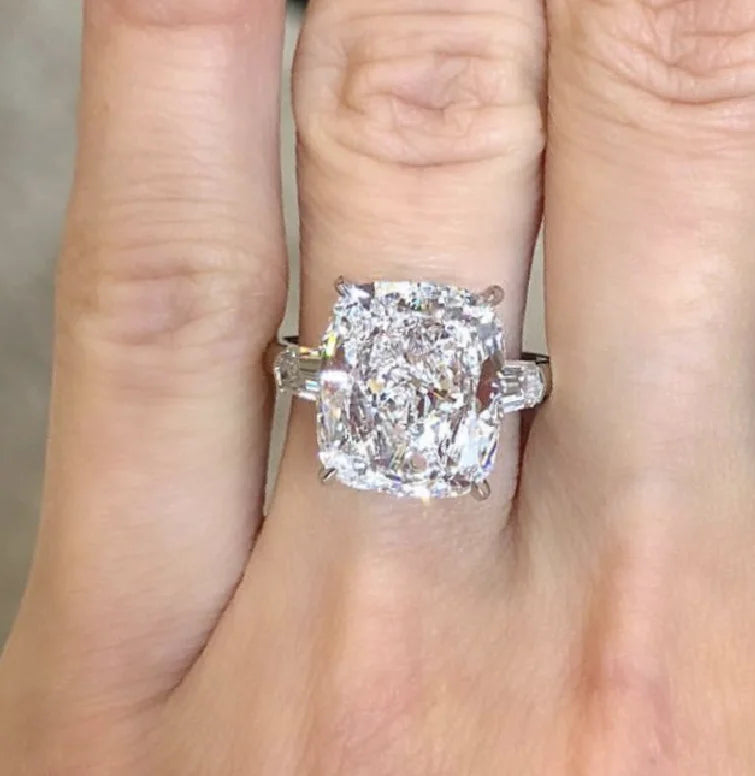 Original 925 Sterling Silver Wedding Engagement finger Rings For Women Topaz 5ct Asscher cut Simulated Diamond Platinum Jewelry