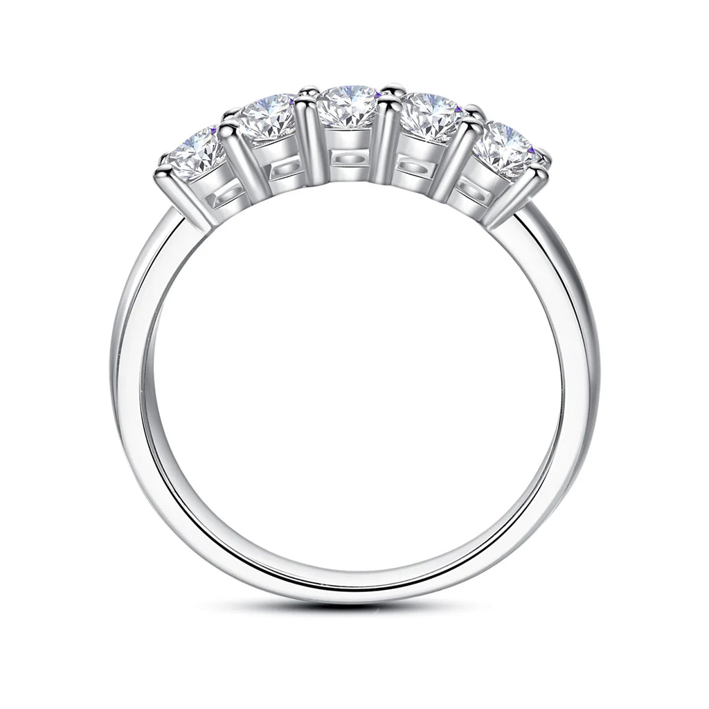 5pcs Stones Moissanite Diamond Ring for Woman Silver 925 100% Rose Gold Plated Fine Jewelry with Certified Engagement Gifts