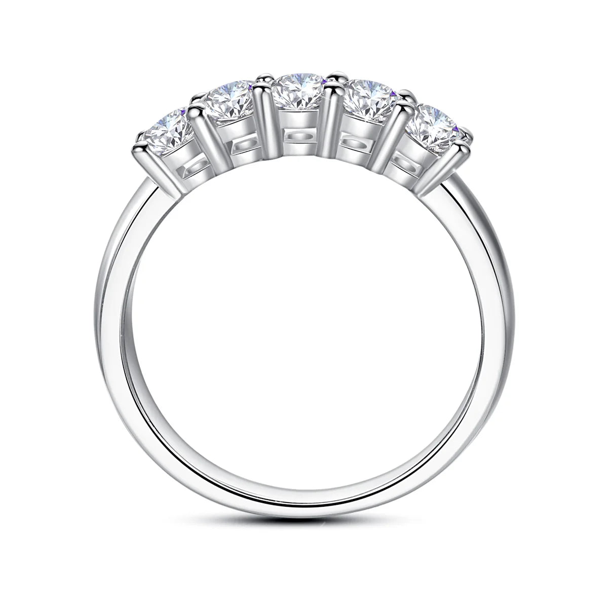 5pcs Stones Moissanite Diamond Ring for Woman Silver 925 100% Rose Gold Plated Fine Jewelry with Certified Engagement Gifts