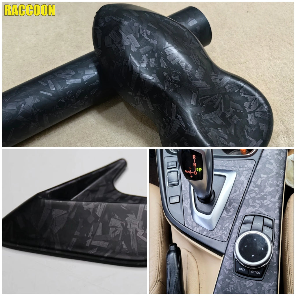 Premium PET Matte & Glossy Black Silver Red Forged Carbon Fiber Wrap Vinyl Car Film Motorcycle Scooter Vehicle Wrapping Foil