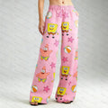 Cute SpongeBob Fashion Loose Milk Silk Women's Pajama Pants With Cartoon Prints For Spring Autumn 2026 Casual Kids Trousers