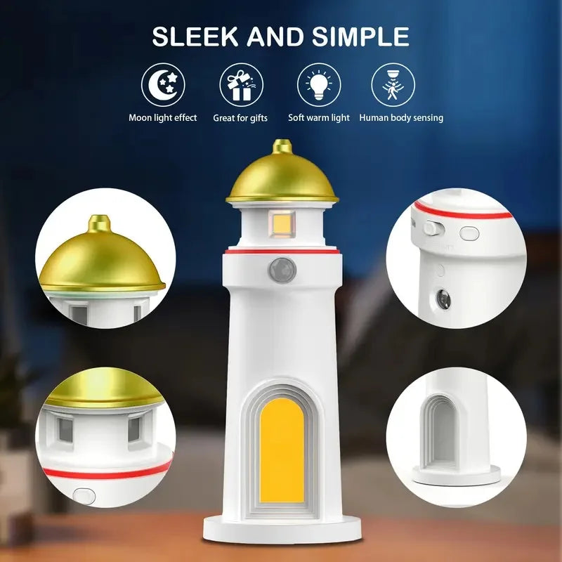 Floating Moon Lamp Projection Lighthouse Lamps Night Light Motion Sensor Light Room Decor Gift Lighthouse Ambient Lights