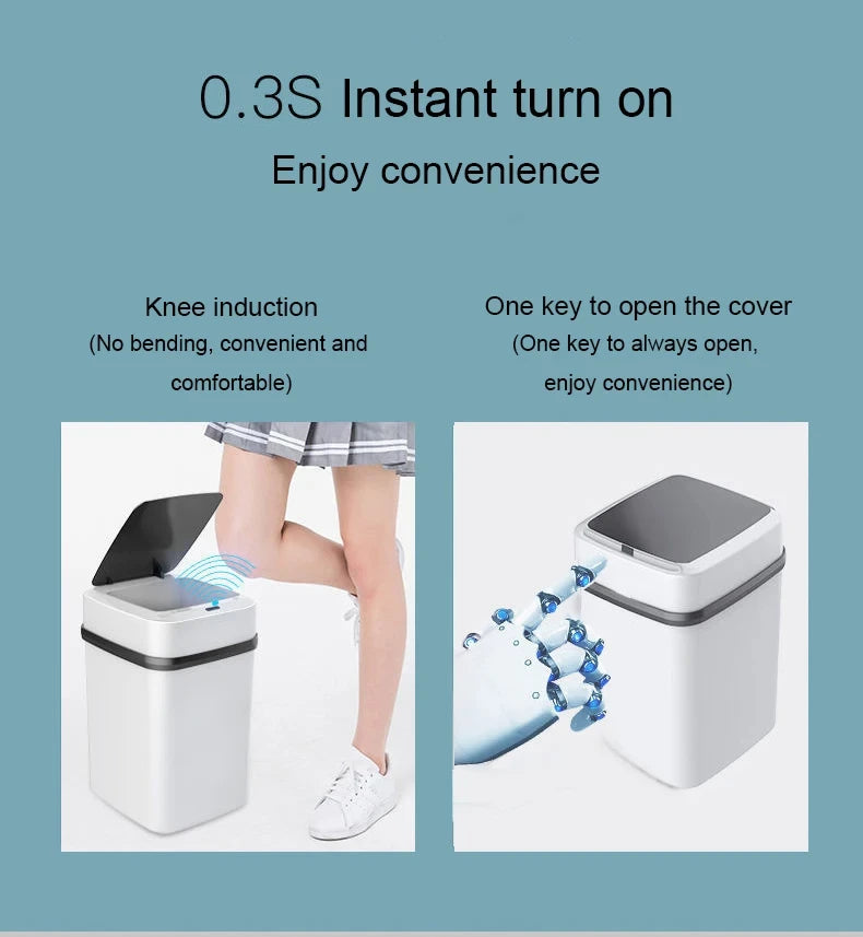 Kitchen Trash Bin 13L Bathroom Touch Trash Can In The Toilet Smart Garbage Bucket Waste Bins Dustbin Smart Trash Can Kitchen