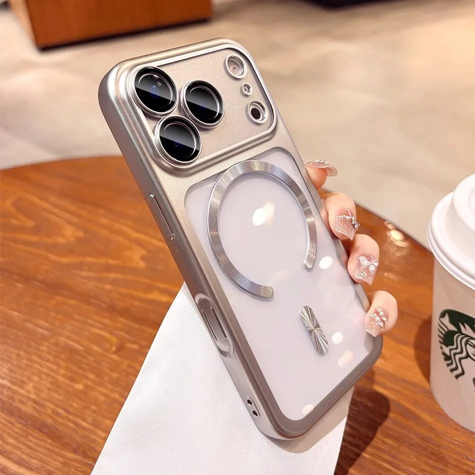 New Plating Transparent For Magsafe Magnetic Case for IPhone 17 17Pro 17 Pro Max 17 Air Original Soft TPU Lens Protector Cover