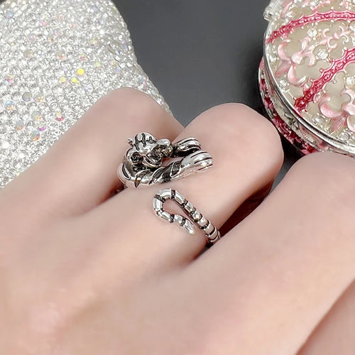1Pcs Fierce Tiger Adjustable Opening Ring Men and Women Vintage Punk Ancient Gold Ancient Silver color Animal Jewelry Gift