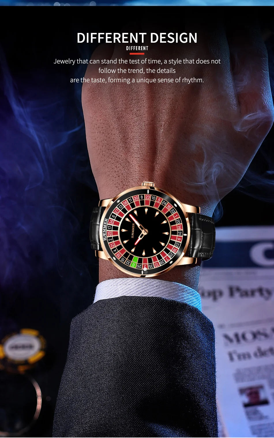 HAEMMER Luxury Men's Mechanical Watch NH35 Men's Roulette Rotary Sapphire Glass Watch Waterproof