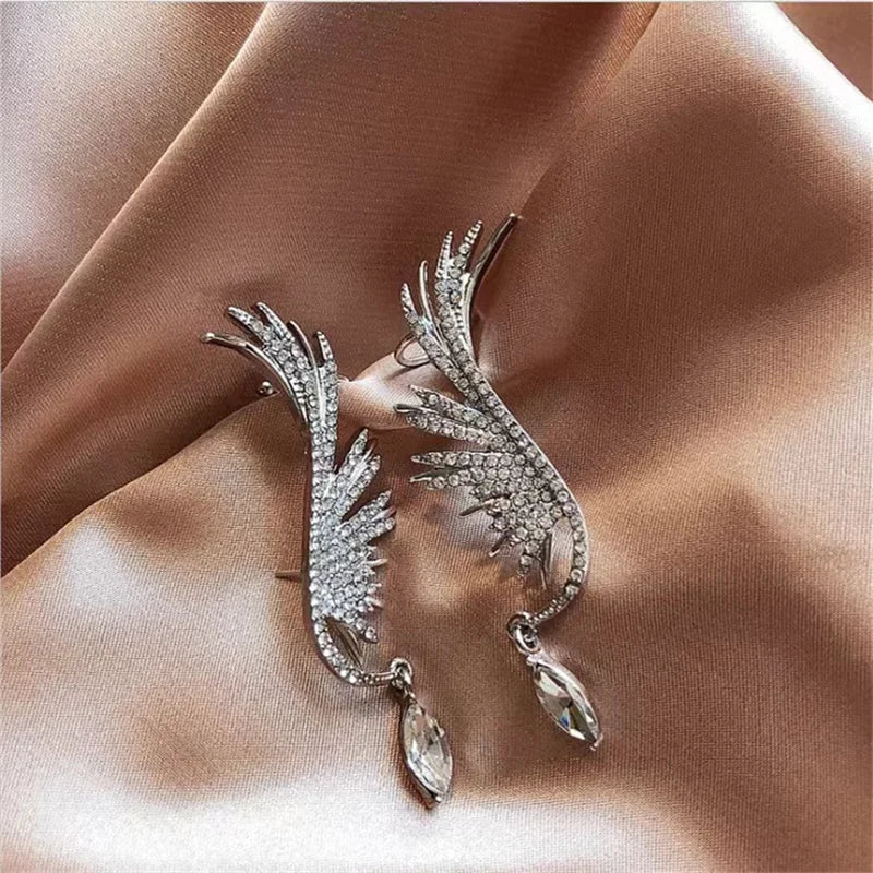 Silver Color Angel Wings Stud Ear Clamp Earrings Popular For Women Popular Jewelry Party Accessories Wholesale