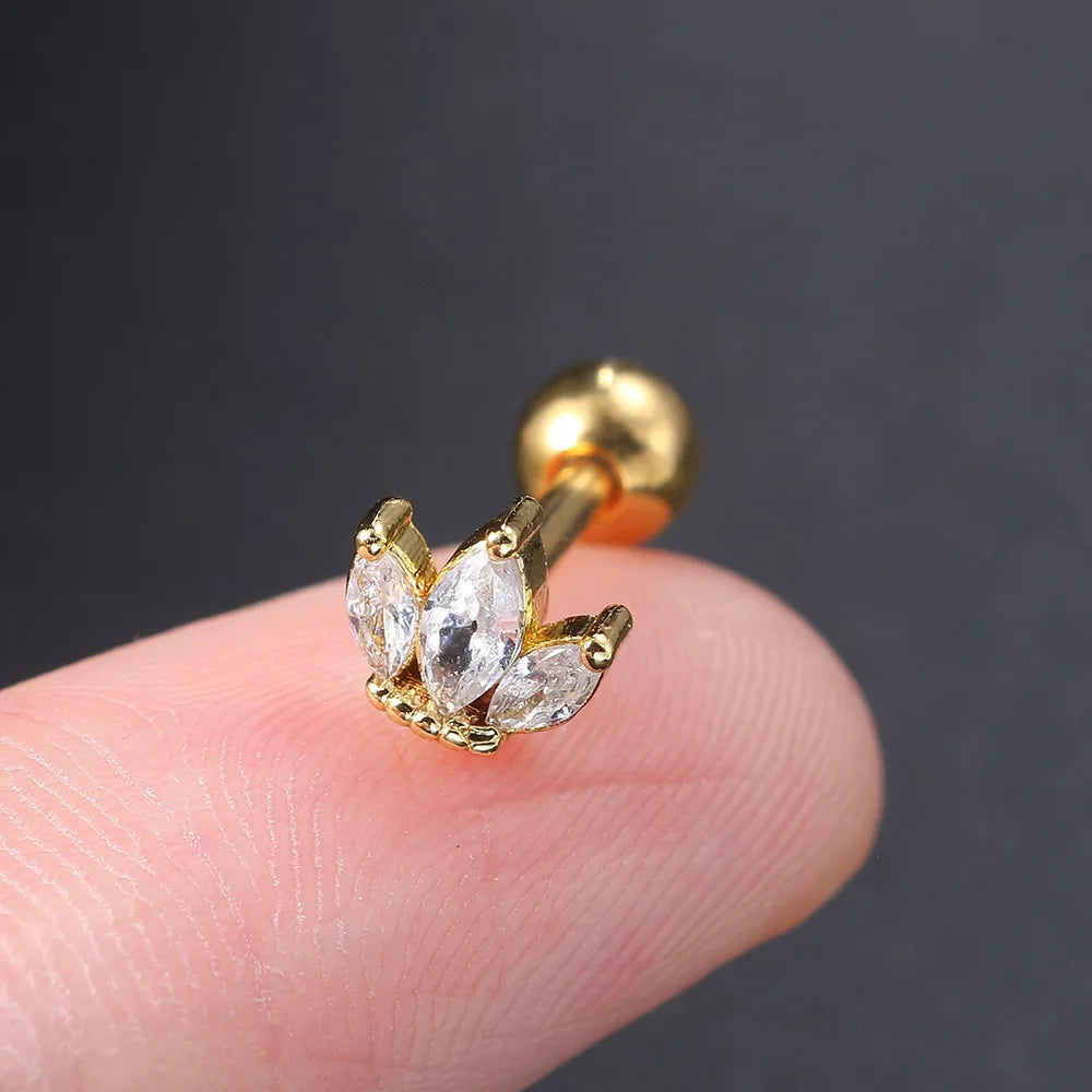 1PC Fashion Helix Daith Piercing Earrings for Teen Girls Dainty Zircon Cartilage Studs Conch Tragus Rook Lobe Ear Hoops Jewelry