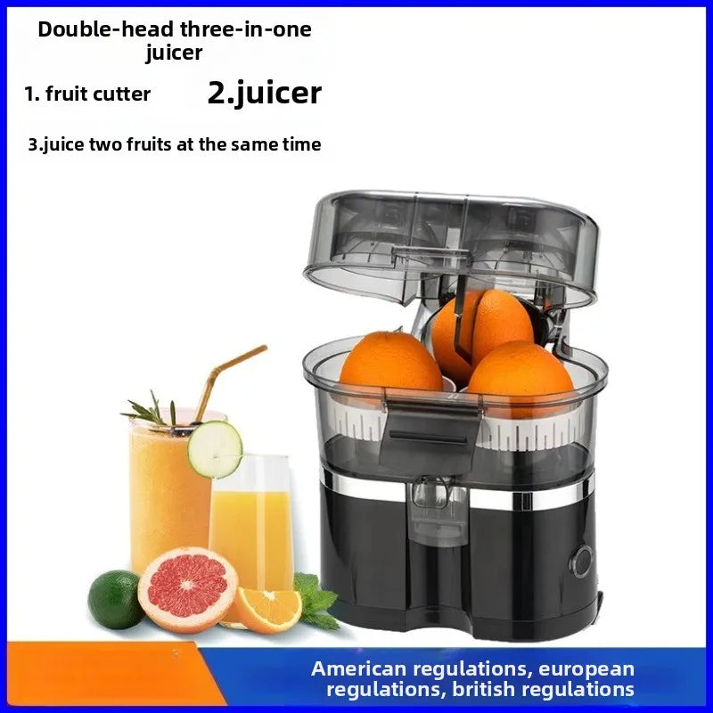 Dual Head Automatic Citrus Juicer Machine, Electric Lemon Orange Press with Pulp Separation for Home Kitchen Use