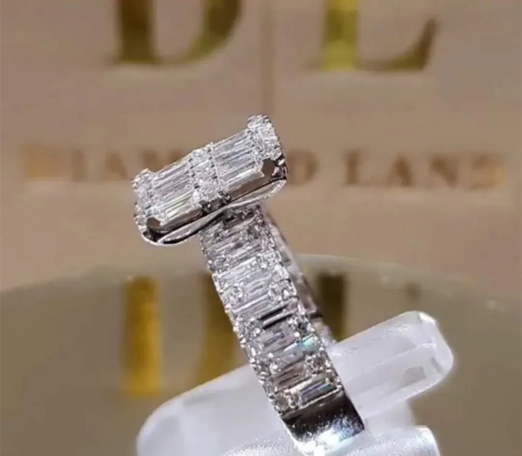 Milangirl Popular Classic Crystal Cubic Zirconia Women Ring Square Princess Cut Zircon Wedding Anniversary Present  Jewelry