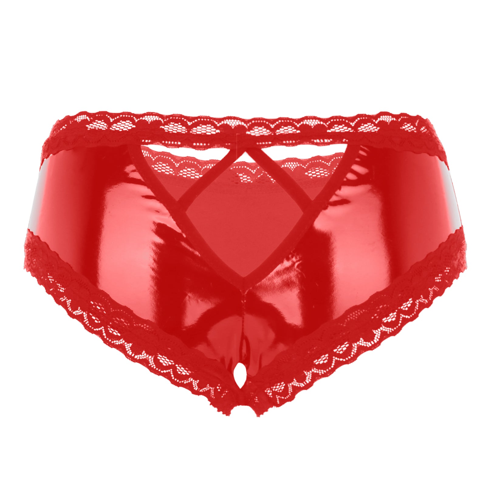 Lingerie for Ladies Women's Erotic Panties Crotch Open Sex Wet Look Porn Underwear Patent Leather Lace V-Back mujer Mini Briefs