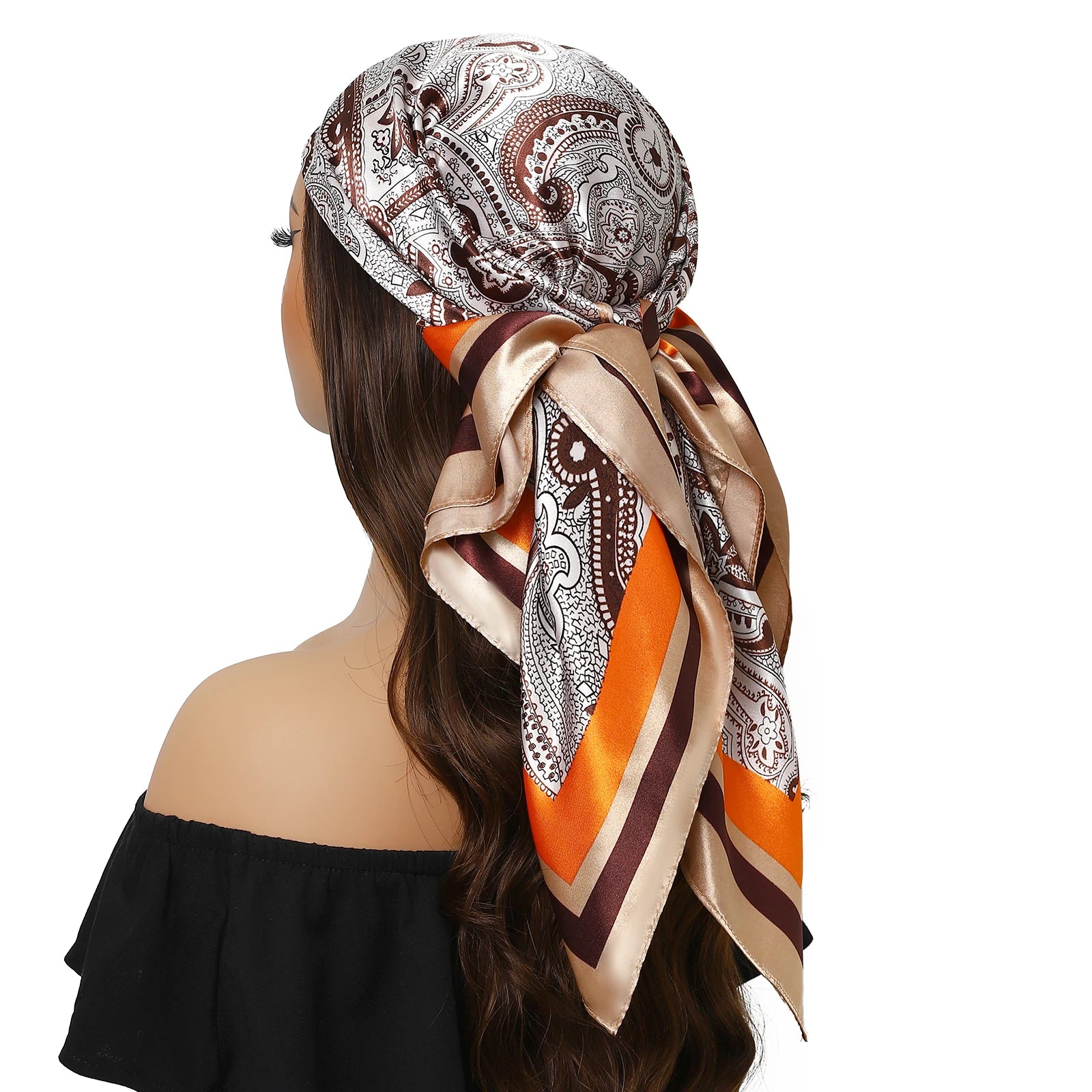 Head Scarf Women Luxury Brand Square 90*90cm Silk Foulard Satin Bandana Cheveux Soft Neckerchief Hijab Hair Scarves For Ladies