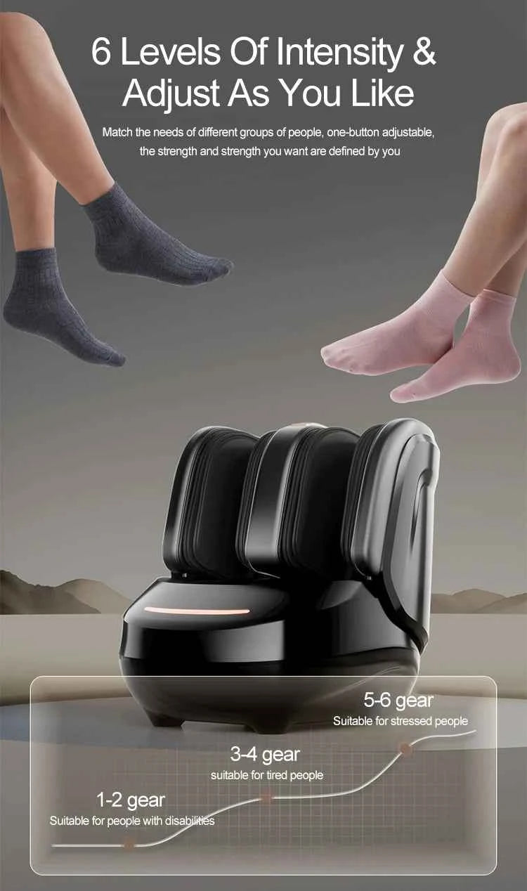 High Quality Air Pressure Electric Hot Heater Foot Massager Machine Vibrate Roller Bath Kneading Leg Foot Full Wrap Massage