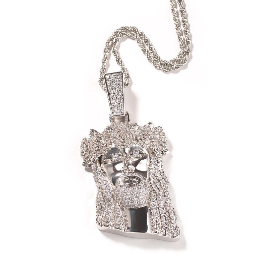 UWIN Iced Out 2 Tone Jesus Pendant Necklaces with Rose Prong Setting 5A+ Cubic Zirconia Charms Fashion Jewelry for Gift