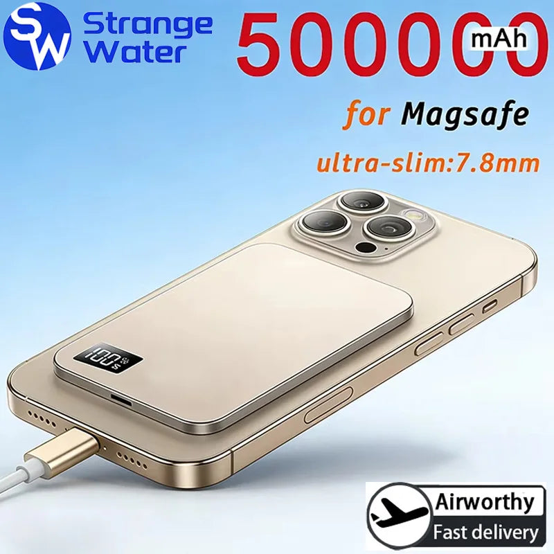 500000mAh 3C Certification Thin Power Bank Ultra For MagSafe 22.5W Magnetic Wireless Fast Charging Portable Battery for Phone
