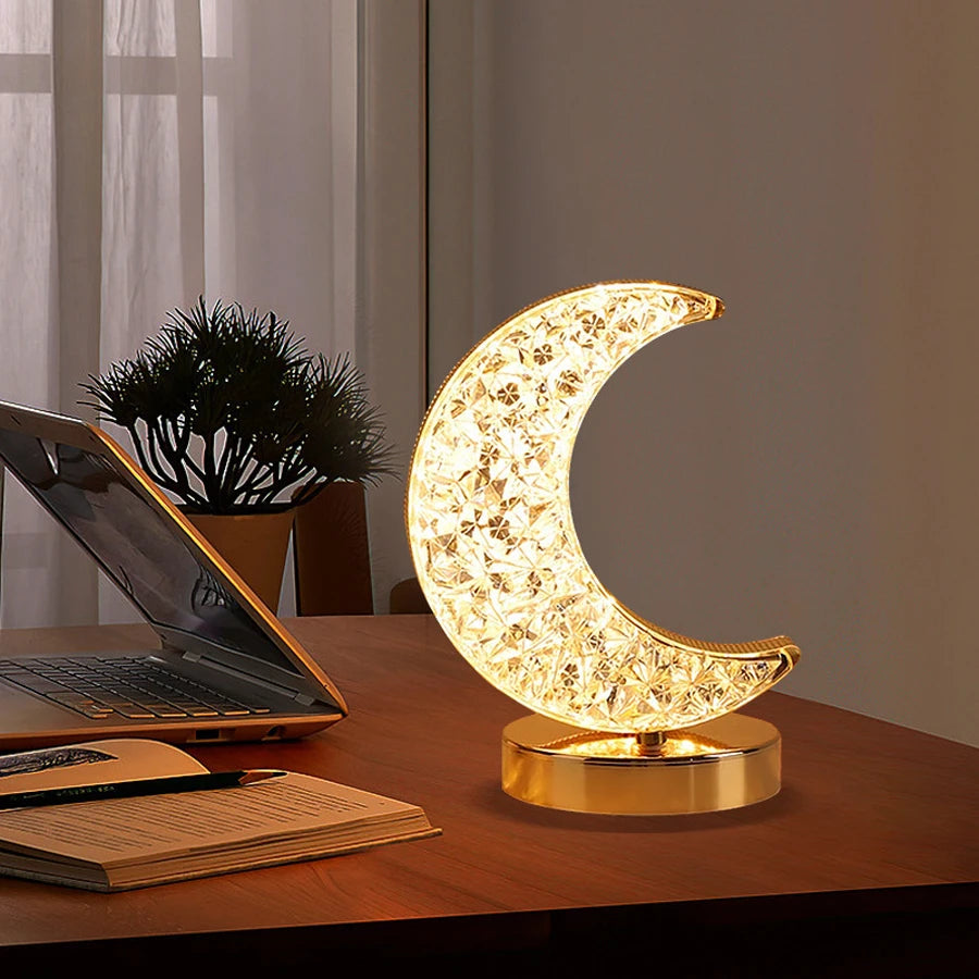 Lunar LED Night Light, Dimmable Bedroom Lamp, USB Powered Ambient Lighting for Desk, Camping, Gift, 3 Color Changing Mood Lamp