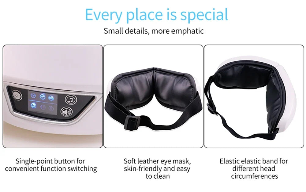Eye Massager Smart Foldable Vibration Airbag Compress Eye Massage Instrument Bluetooth Music Eye Care Glasses Eye Relax Fatigue
