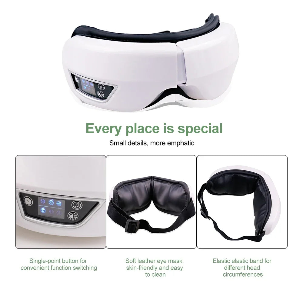 Eye Massager Smart Foldable Vibration Airbag Compress Eye Massage Instrument Bluetooth Music Eye Care Glasses Eye Relax Fatigue