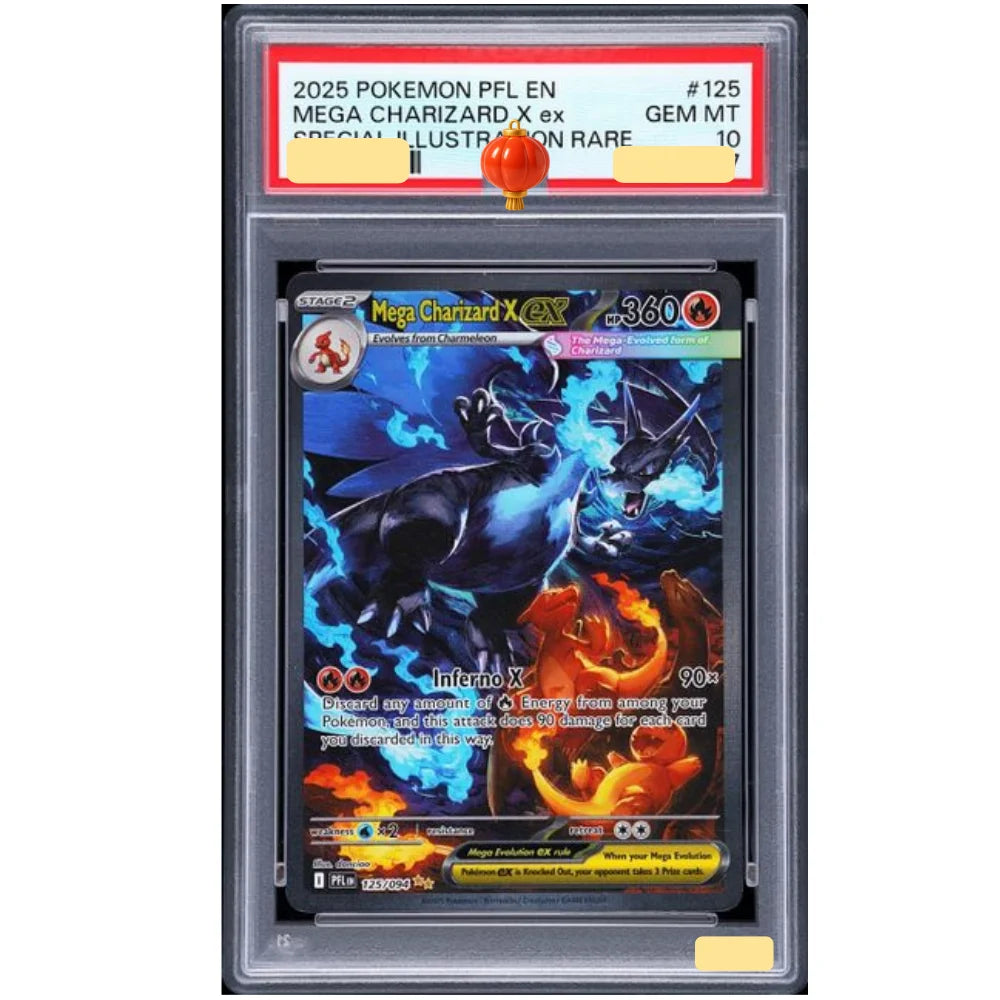 POKEMON PFL English PHANTASMAL FLAMES 125/094 MEGA CHARIZARD X EX GEM MT 10 Collection PTCG Card