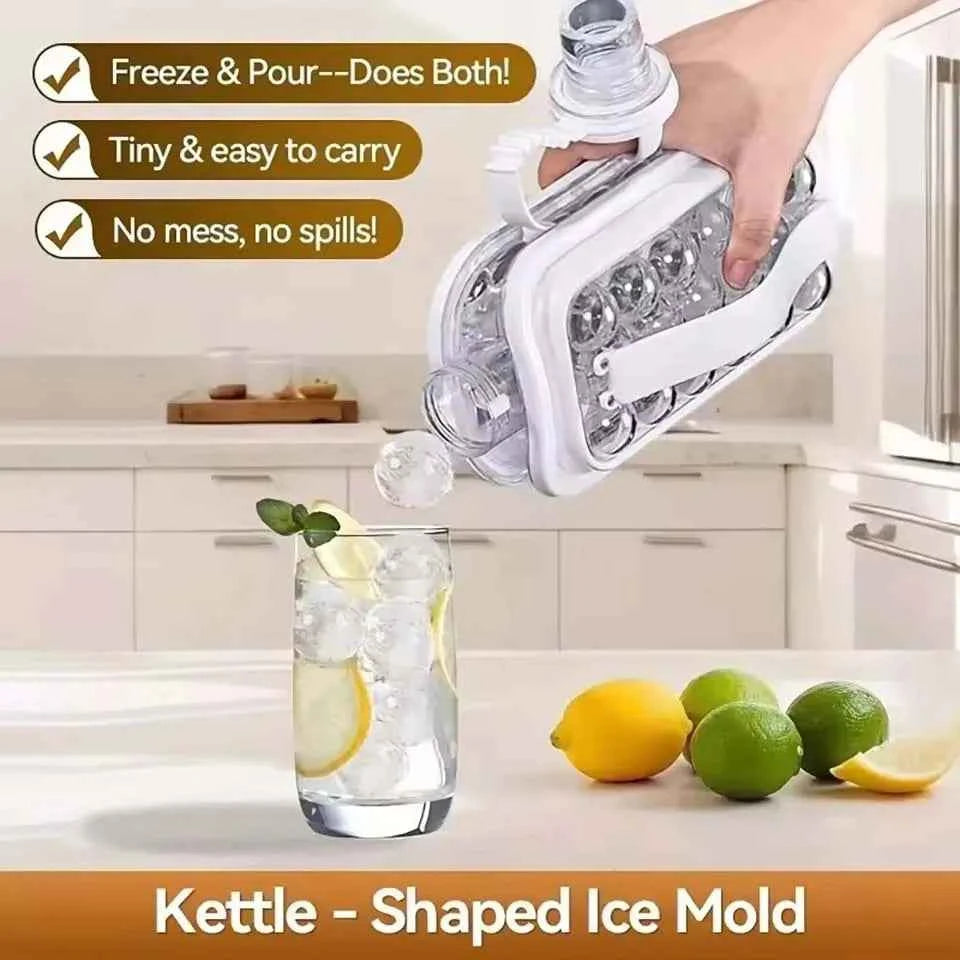 Portable 2-in-1 Folding Ice Maker Water Bottle Creative Ice Cube Mold Kitchen Bar Gadgets Ice Hockey Lattice Making Tool Kettle