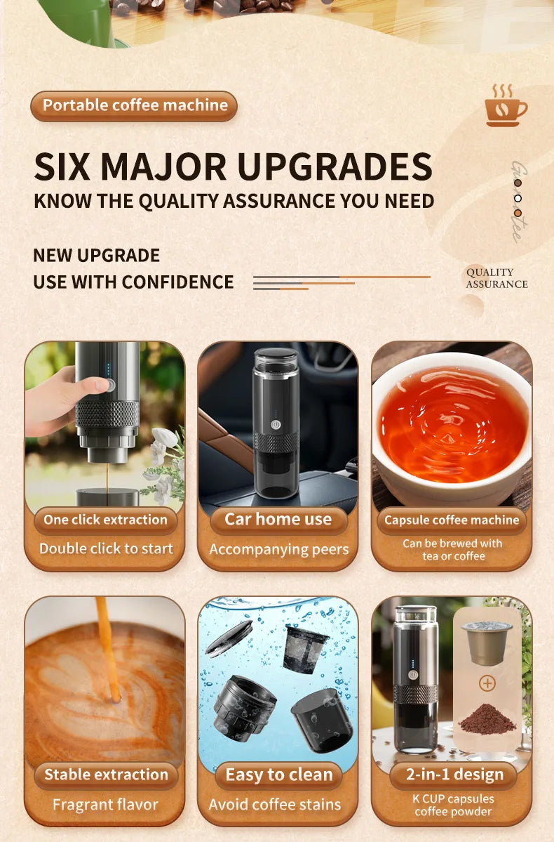 Electric Portable Coffee Machine Capsule Ground Coffee Brewer Suitable for Coffee Powder And Coffee Capsule - Coffee Maker