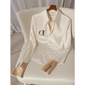 Women's Clothing Women Shirt Early autumn western-style high-end top niche unique cool white acetate satin shirt Blouses Shirts