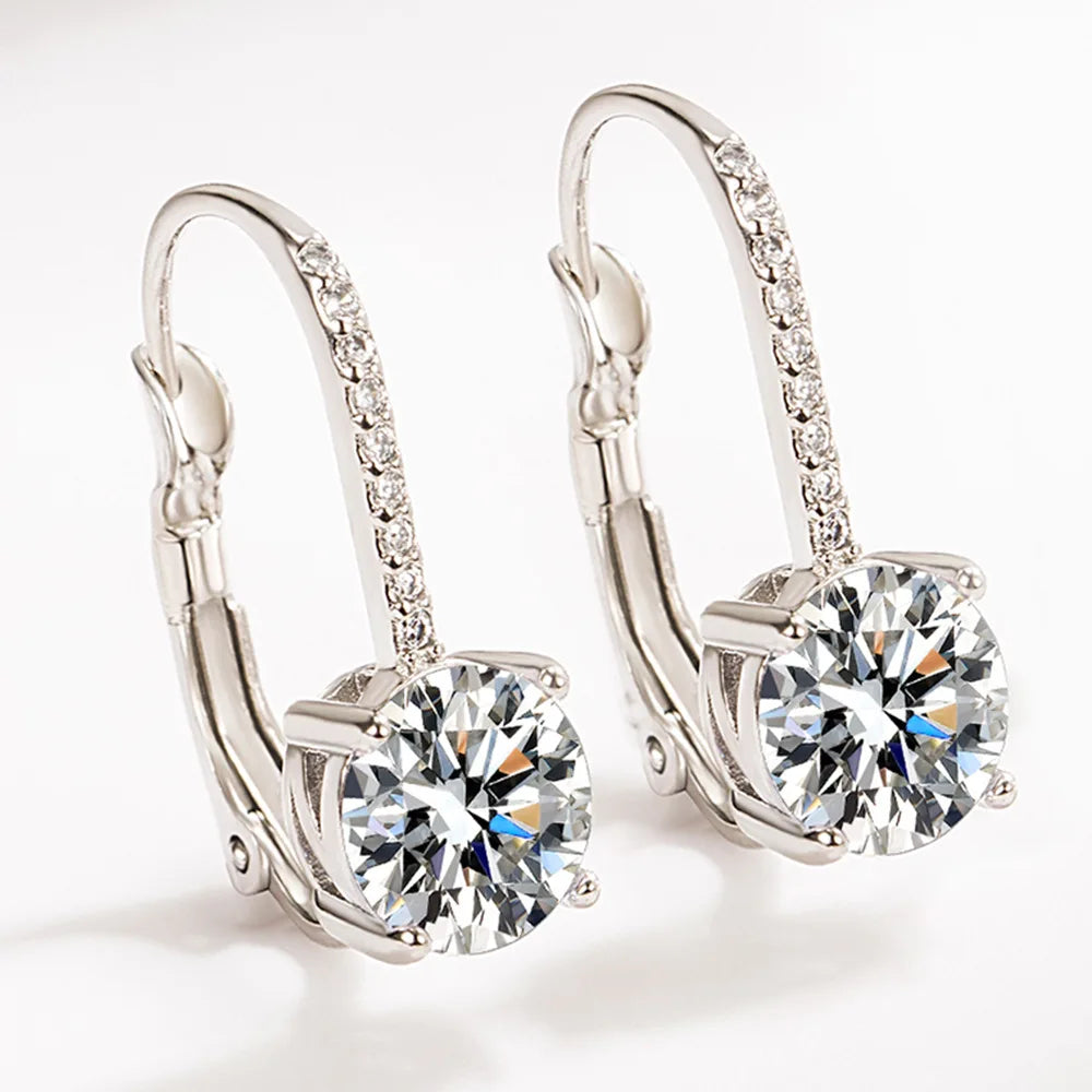 925 Silver Earrings Zircon Flower for Women Sterling Silver Wedding Jewelry Elegant Female Accessories Fashion Gift