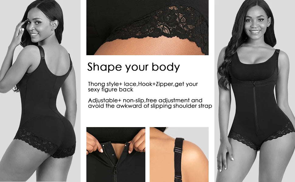 Women Shapewear Bodysuit Tight Corset Slimming Sheath Abdominal Correction Seamless Thong Body Shaper Faja Colombian Postpartum