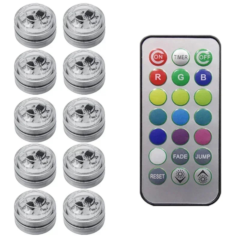 1/10PCS Wireless Adhesive LED Car Interior Ambient Light Remote Control Decor Auto Roof Foot Atmosphere Lamp Bicycle Tail Light