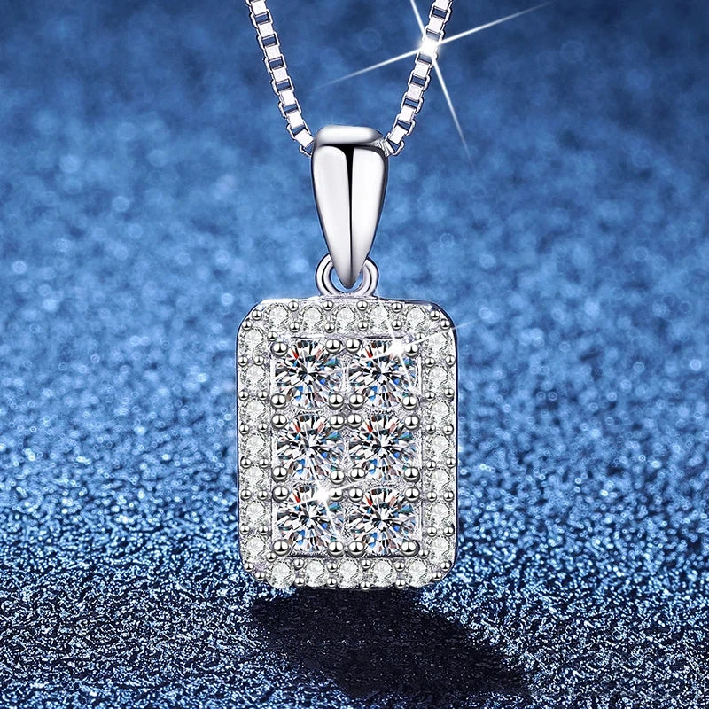 100% 18K Real Platinum PT950 moissanite necklace full of diamonds sparkling simple light luxury pendant clavicle chain