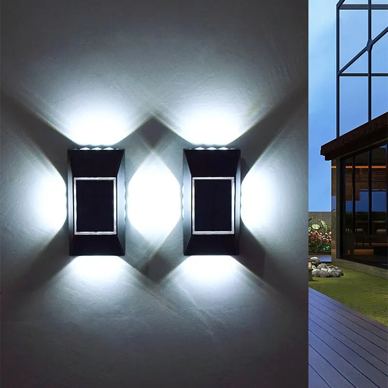 1-4pcs 12 LED Solar Wall Lamp Outdoor Waterproof Four Sides Glowing Light Staircase Villa Balcony Lighting Solar Wall Lights