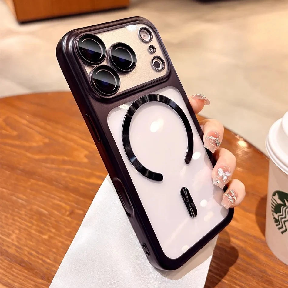 New Plating Transparent For Magsafe Magnetic Case for IPhone 17 17Pro 17 Pro Max 17 Air Original Soft TPU Lens Protector Cover