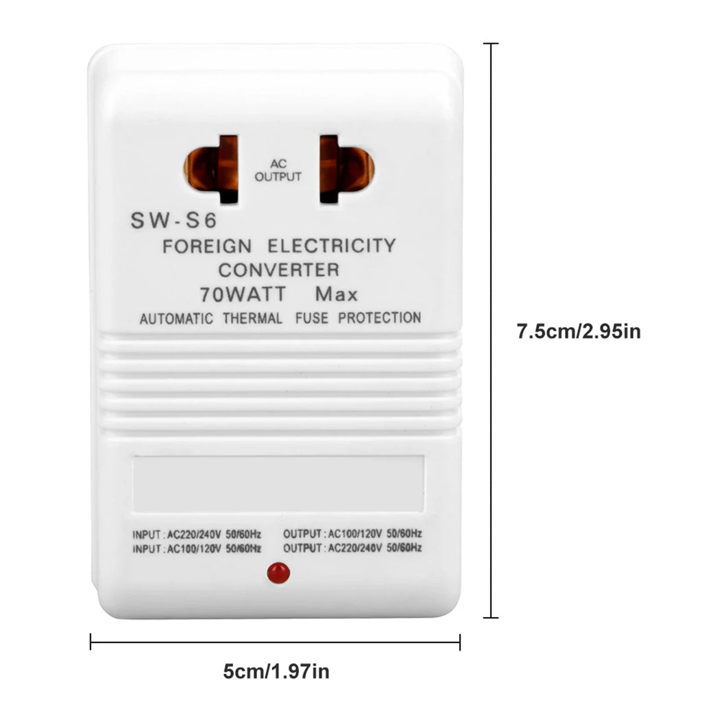 Power Converter Voltage Converter 70W 110V/120V to 220V/240V StepUp&amp Down Voltage Converter Transformer (CN Standard Plug)