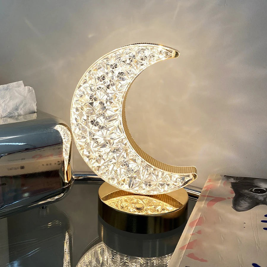 Lunar LED Night Light, Dimmable Bedroom Lamp, USB Powered Ambient Lighting for Desk, Camping, Gift, 3 Color Changing Mood Lamp