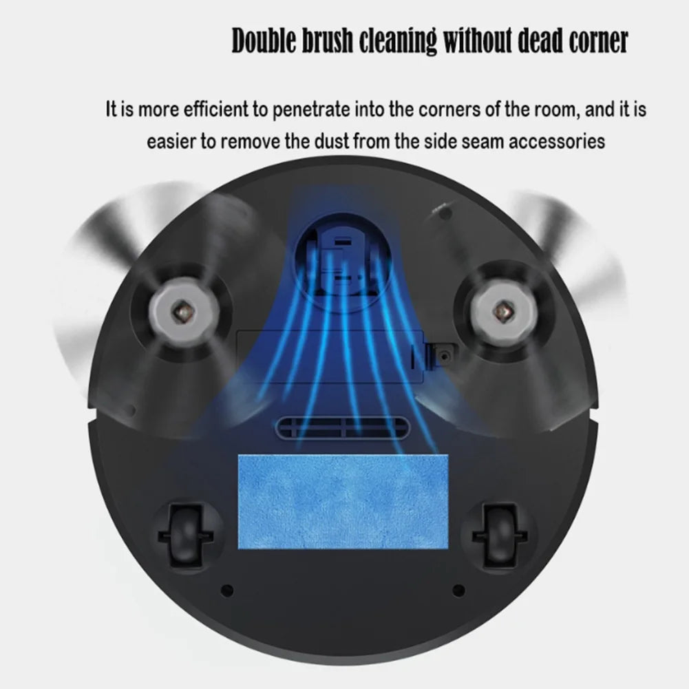 3-in-1 Robot Vacuum Cleaner USB Rechargeable 1000Pa Suction Robotic Vacuum and Mop Combo for Home Floor Washing Carpet Pet Hair