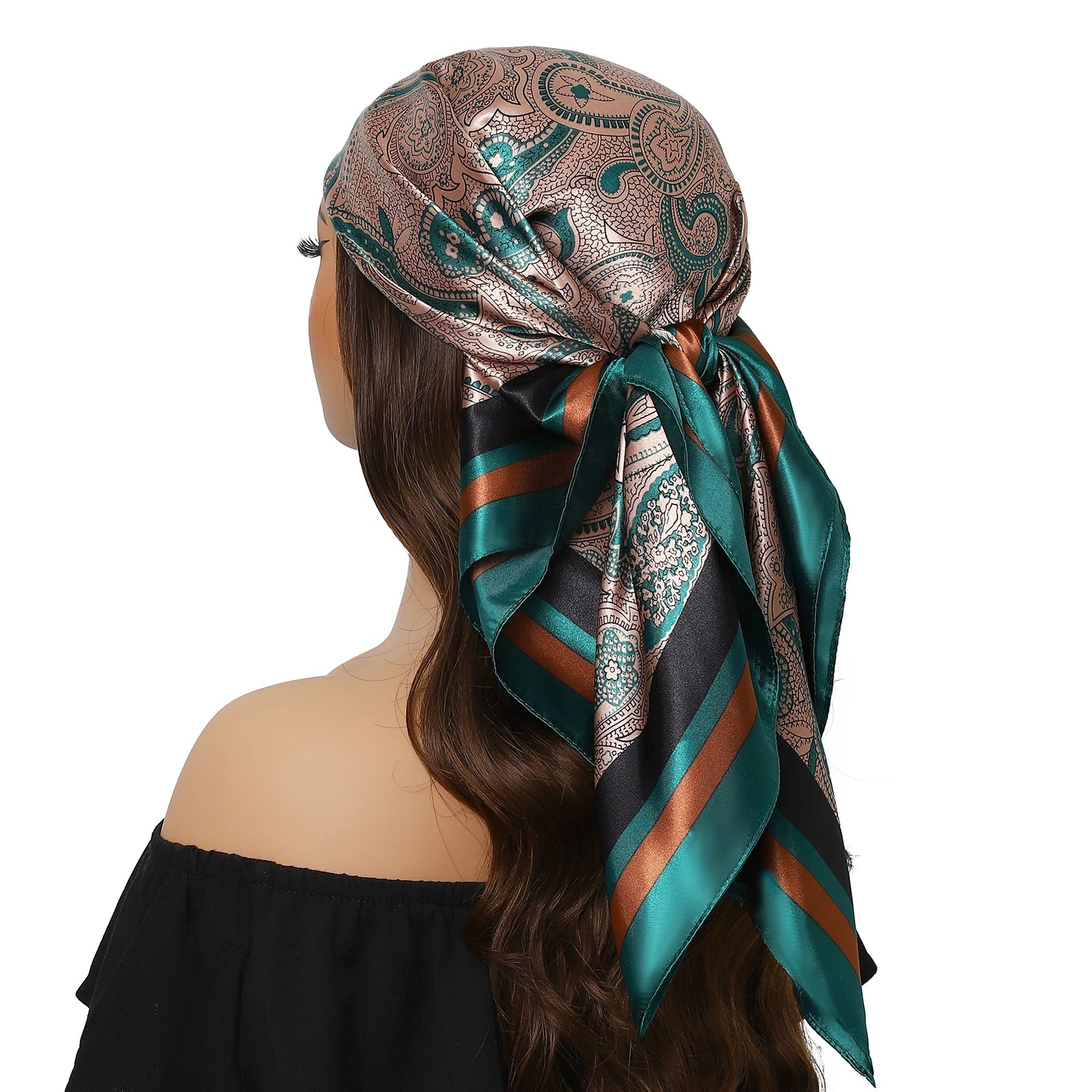 Head Scarf Women Luxury Brand Square 90*90cm Silk Foulard Satin Bandana Cheveux Soft Neckerchief Hijab Hair Scarves For Ladies